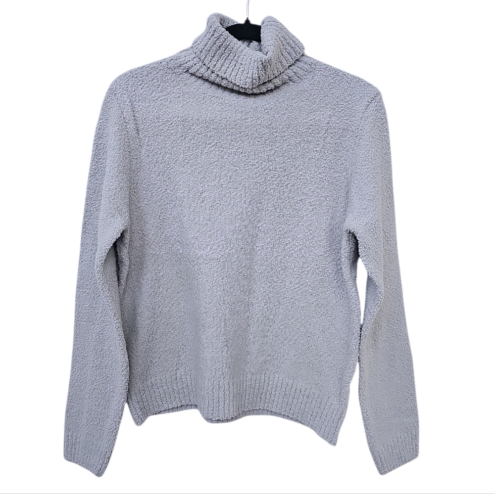 New Zenana Gray Turtleneck Textured Sweater Size S M L